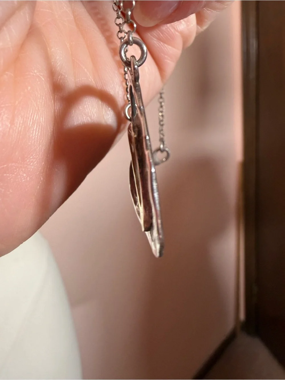 Vintage Modernist Sterling silver gold Abstract Minimalist Pendent Necklace